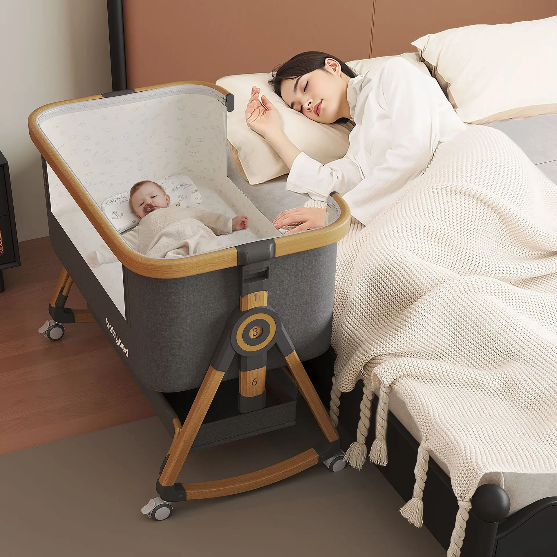 Cuna portátil plegable multifuncional de aleación de aluminio móvil para bebé - imagen 5
