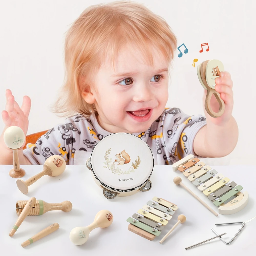 Sonajero musical Montessori de madera para bebés sensorial - imagen 2