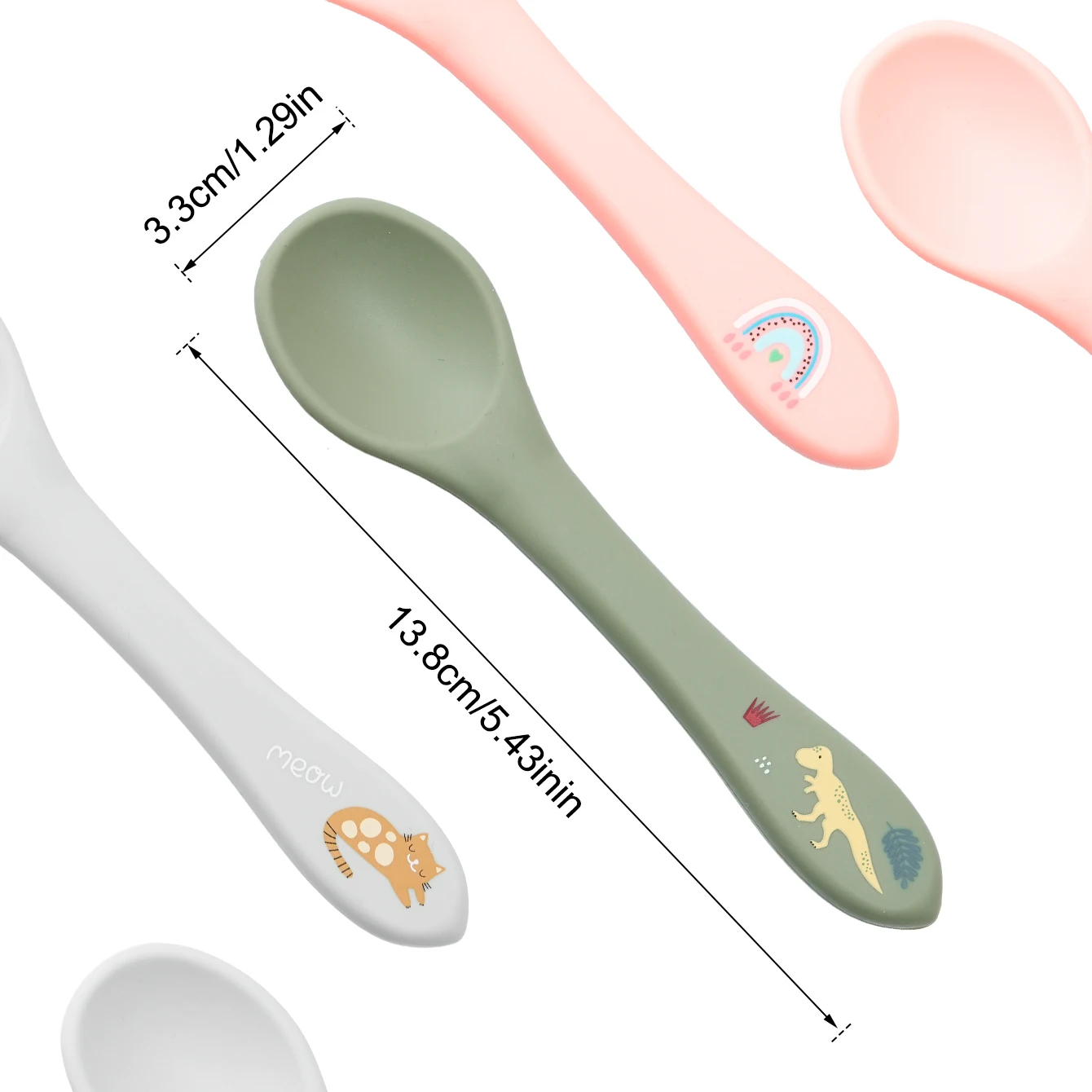 Cuchara de silicona para bebé con mango ergonómica apta lavavajillas - imagen 4
