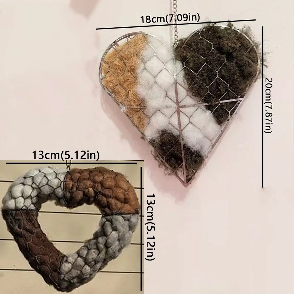 Nido para pájaros artesanal de fibra alpaca con forma corazón - imagen 4