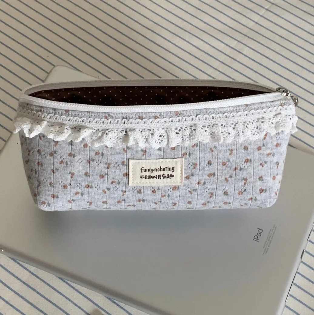 Estuche de lápices floral vintage de gran capacidad para niñas