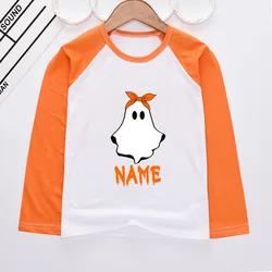 Camiseta raglán fantasma para Halloween – Personalizable para niños