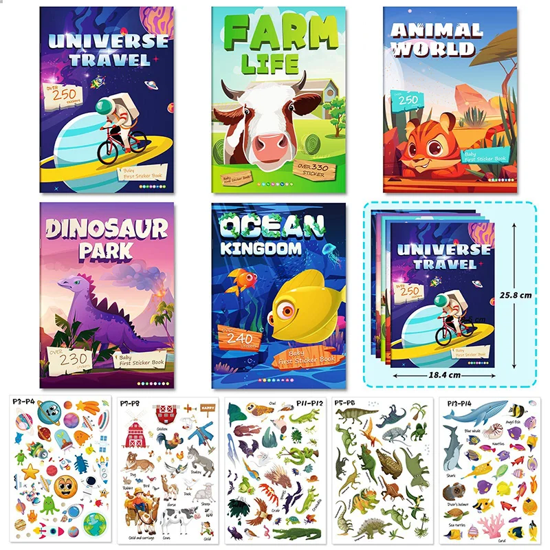 Libro silencioso de pegatinas dinosaurios – Juguete educativo sin ruidos - imagen 3