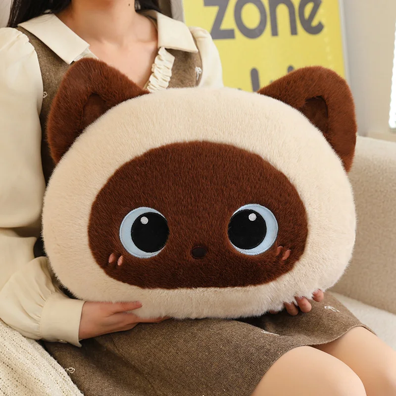Almohada de felpa de gato para niños – Cojín suave negro - imagen 2