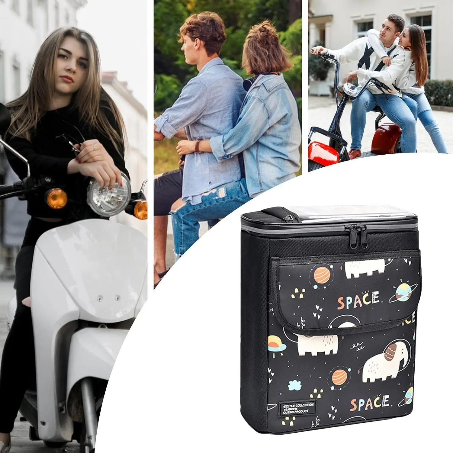Bolsa de manillar para scooter eléctrico con soporte de teléfono - imagen 2