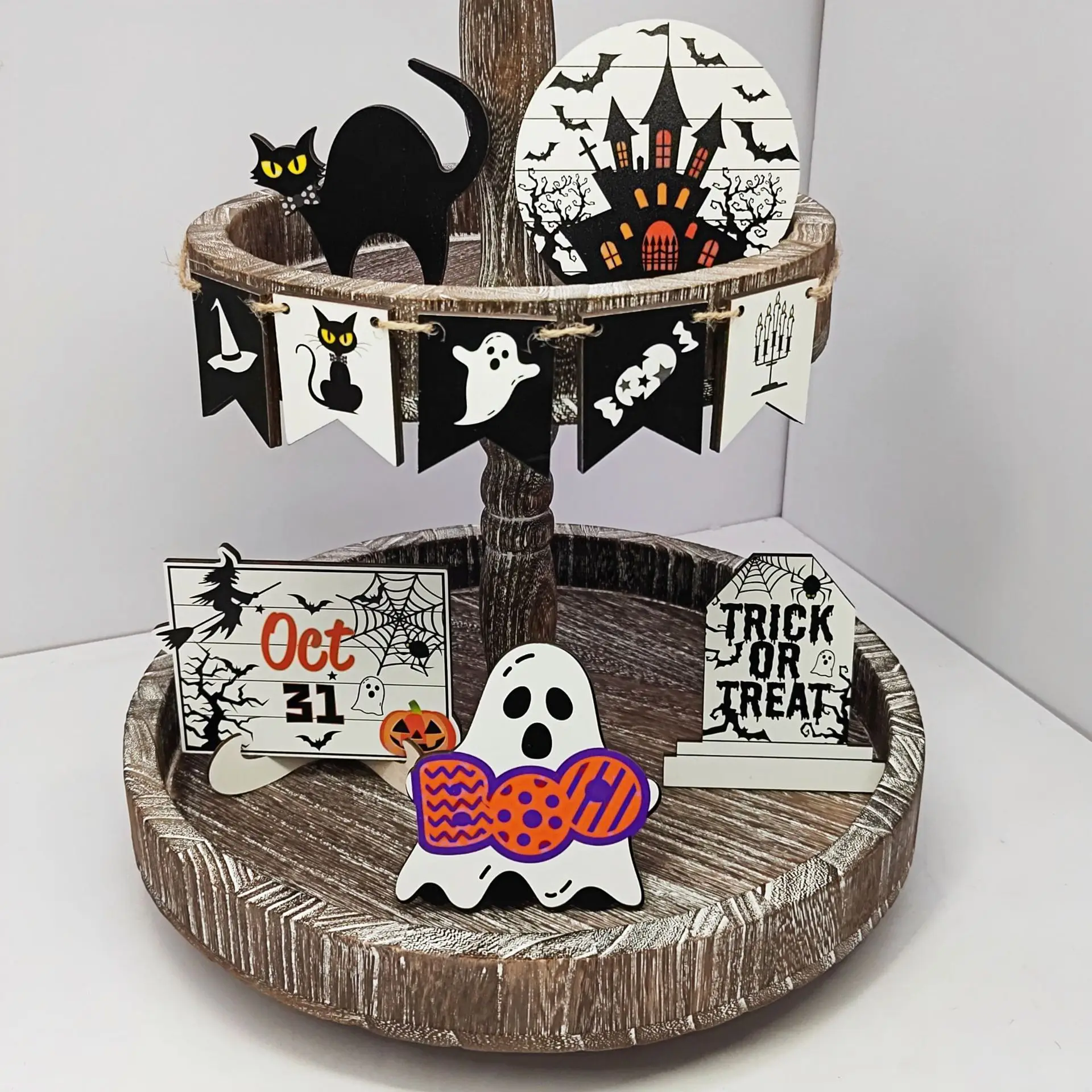 Decoración de Halloween en bandeja de capas - vista frontal