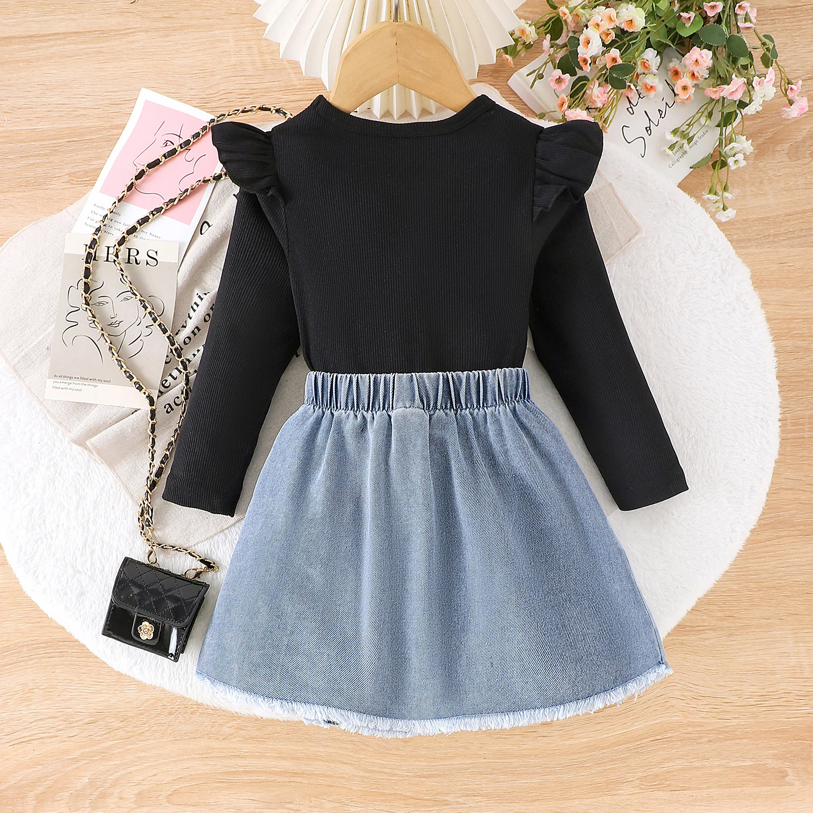 Conjuntos infantiles para niños: tops de manga larga y falda vaquera - imagen 3