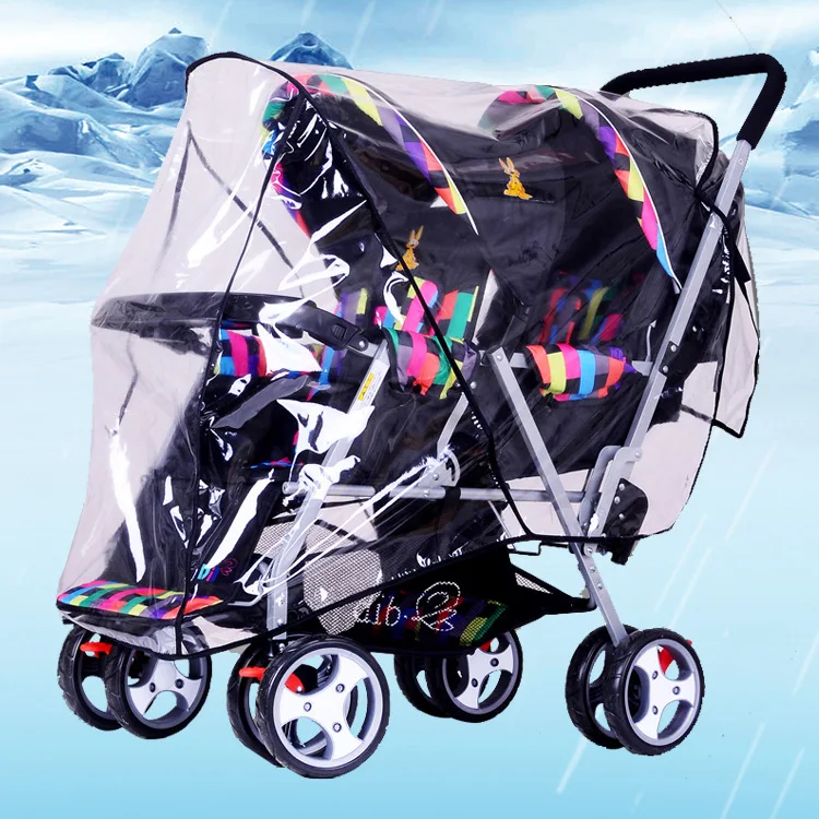 Funda impermeable para cochecito gemelo – protección completa lluvia y viento - imagen 3