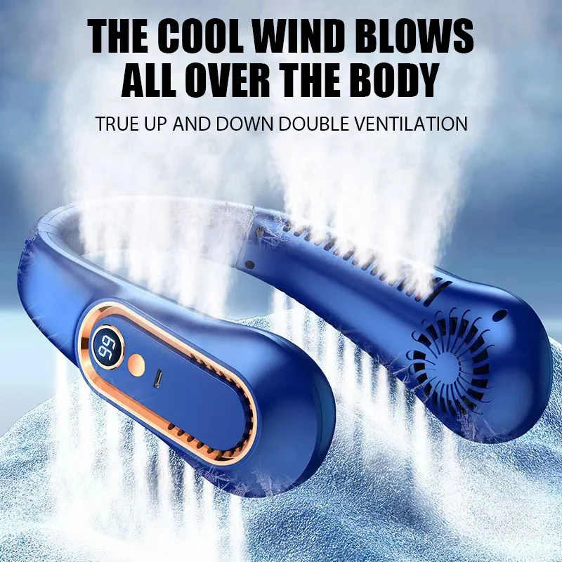 Ventilador de cuello colgante recargable por USB silencioso con LED - imagen 5