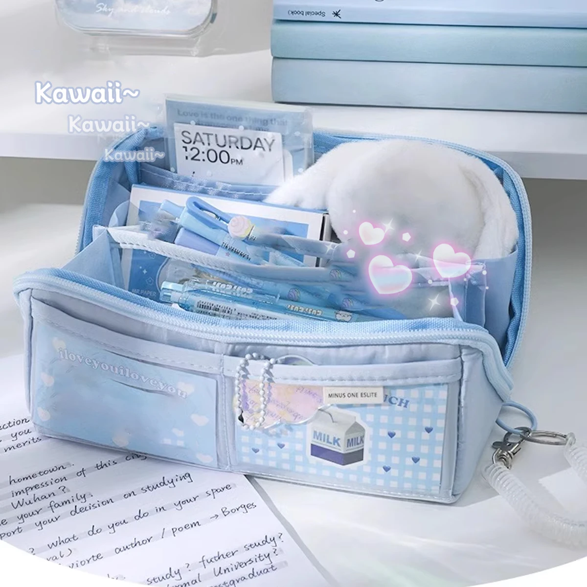 Estuche escolar Kawaii con multiples compartimentos, gran capacidad - imagen 5