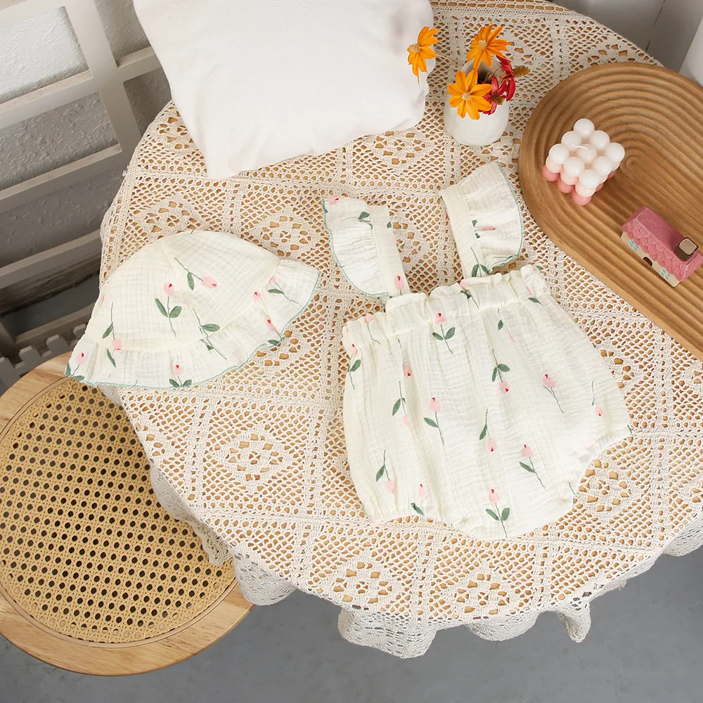 Milancel bodys de bebé 0-2 años con gorro tulipanes para niña - imagen 2
