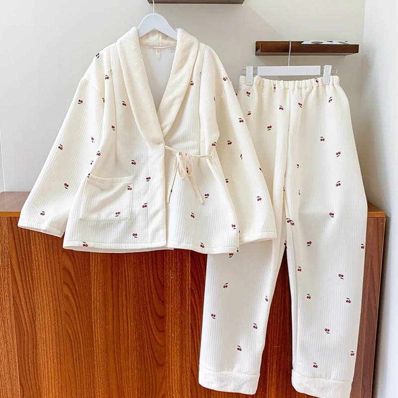Pijama de lactancia en algodón grueso - Maternidad otoño-invierno - imagen 2