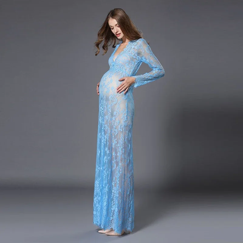 Vestido largo de maternidad encaje blanco para playa - imagen 2