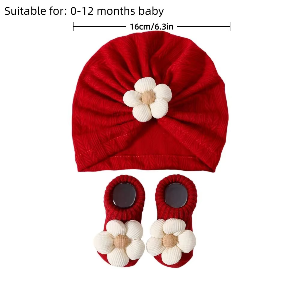 Gorro turbante infantil con flores de algodón suave