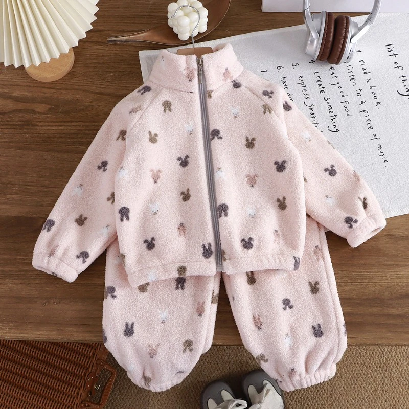 Pijama de lana Coral cálido de felpa para niños y niñas - imagen 5