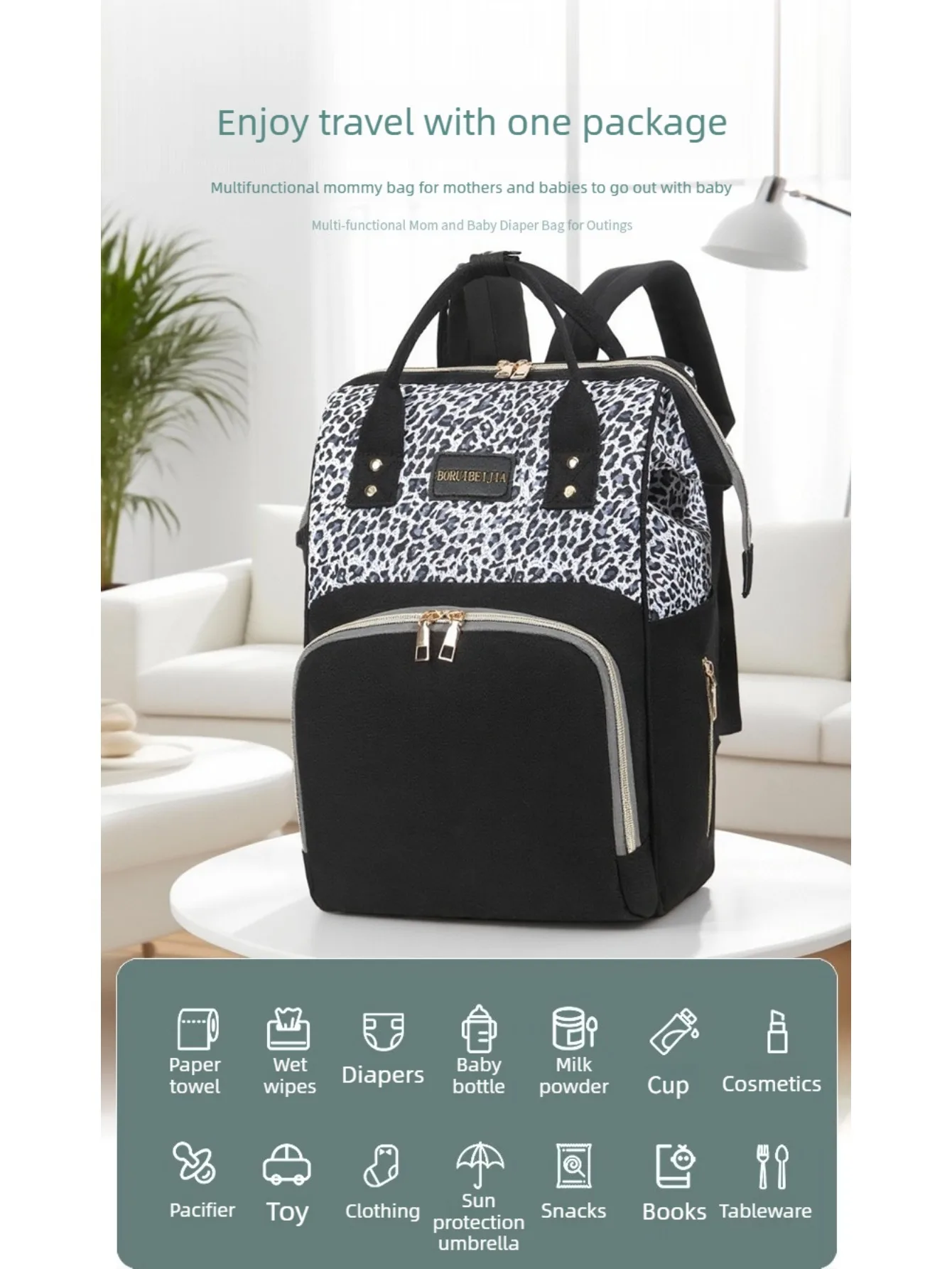 Bolsa de pañales convertible en lona con mochila gran capacidad - imagen 2