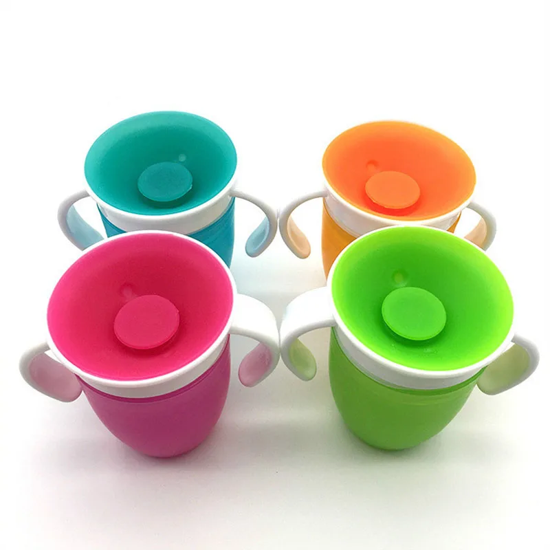 Taza aprendizaje anti derrames 360° con doble mango y rotación para bebé - imagen 2