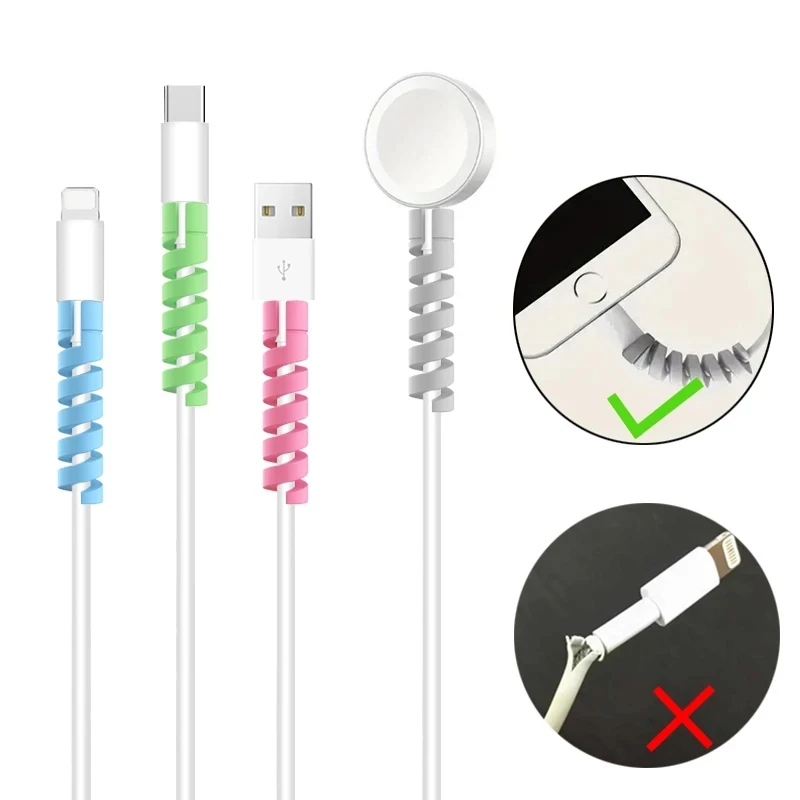 Protector de cable enrollador silicona para cargador USB iPhone - imagen 4