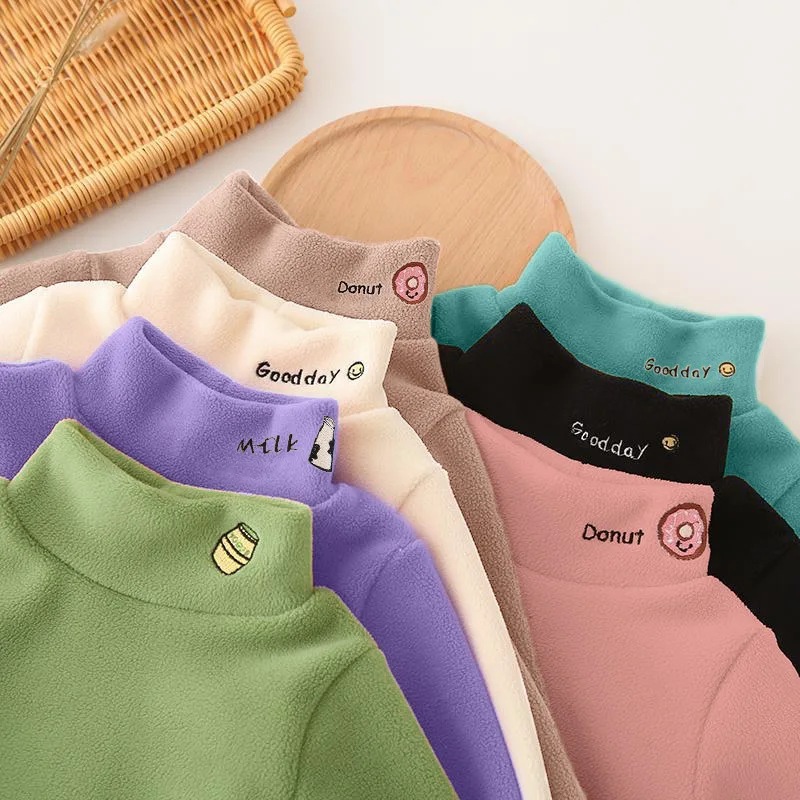 Jersey de cuello alto lana gruesa para niñas, invierno