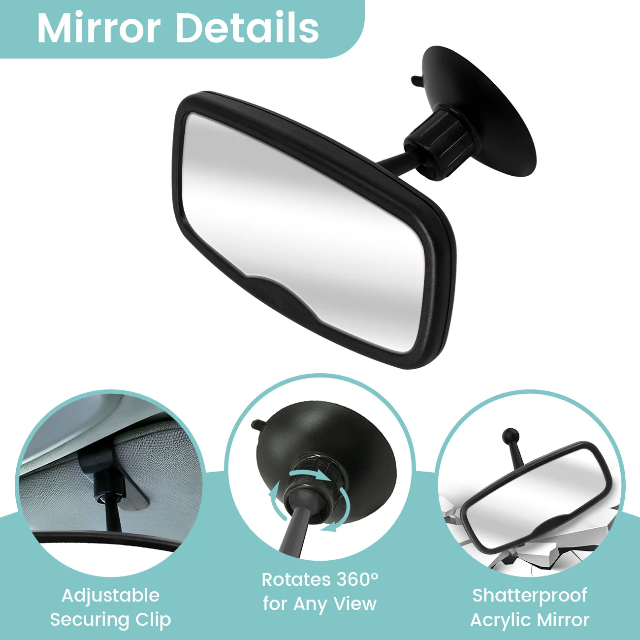Espejo retrovisor para bebé irrompible 360° de ángulo amplio - imagen 4