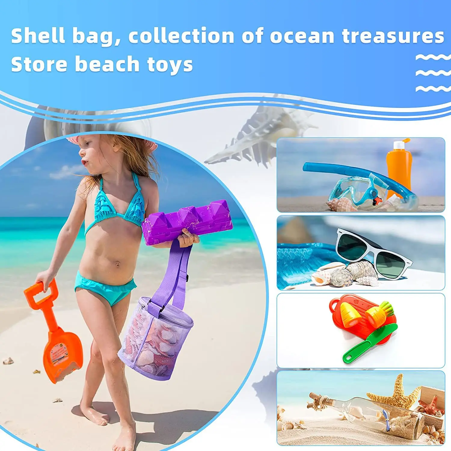 Bolsa en uso en la playa con correa de hombro