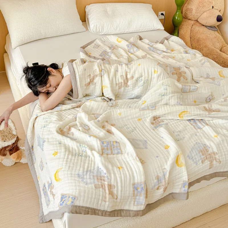 Manta de algodón transpirable para siesta, suave y a cuadros - imagen 5