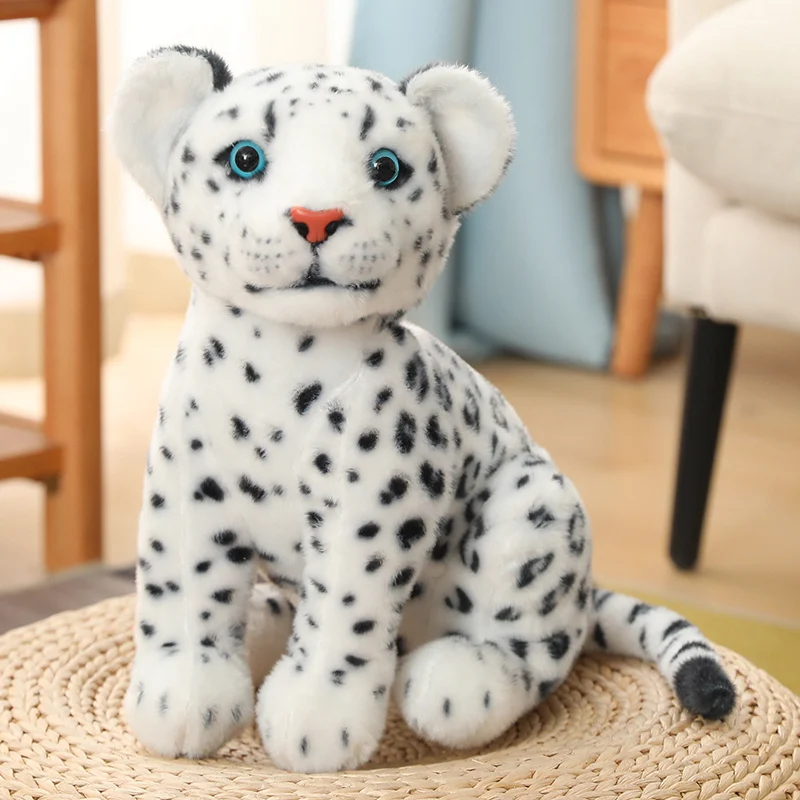 Peluche leopardo blanco sentado realista, decoración y regalo - imagen 5