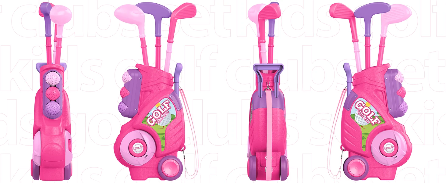 Carrito y palos de golf para niños