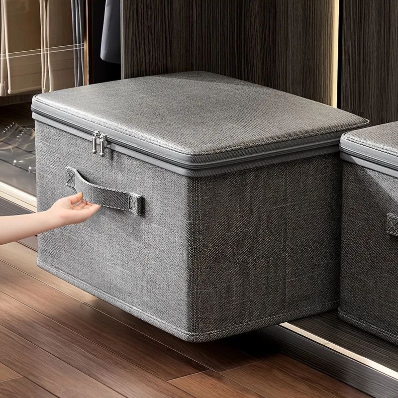 Caja de almacenamiento apilable plegable gris para juguetes y libros - imagen 3