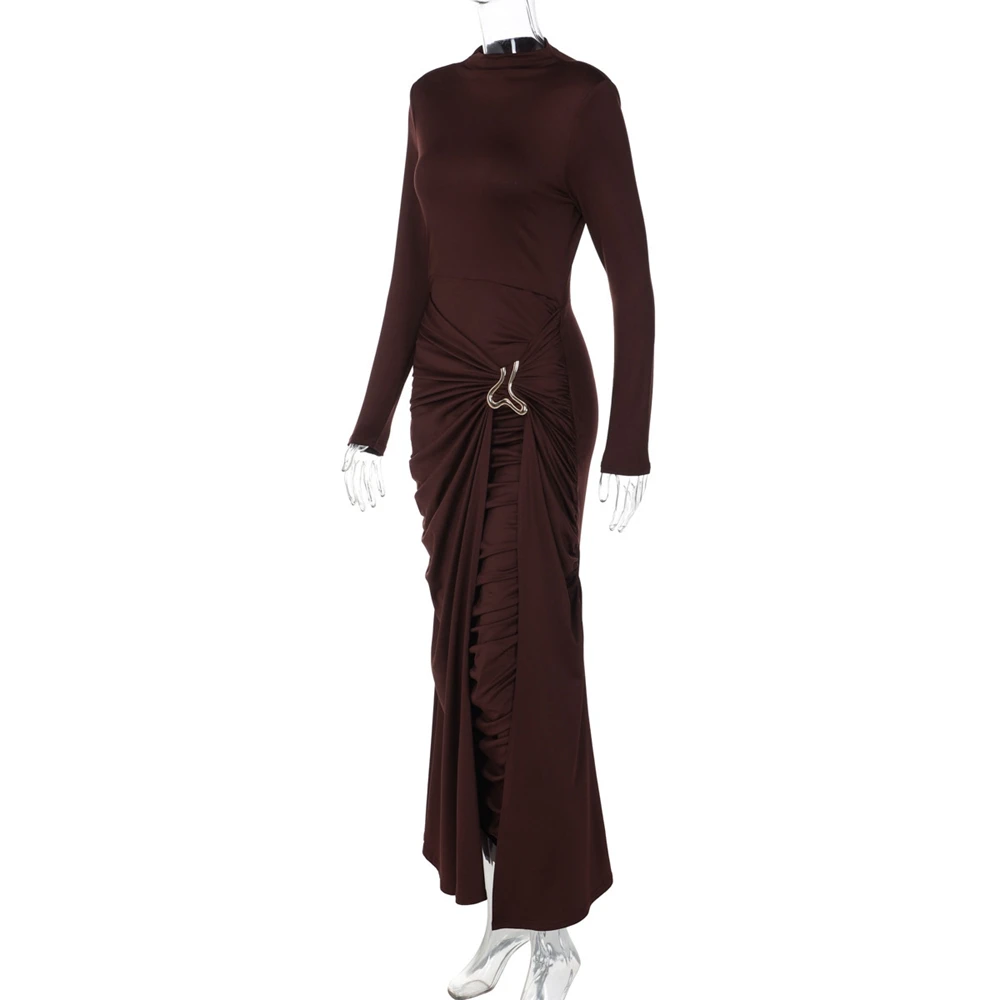 Vestido de embarazo largo fruncido para sesiones fotográficas elegante - imagen 3