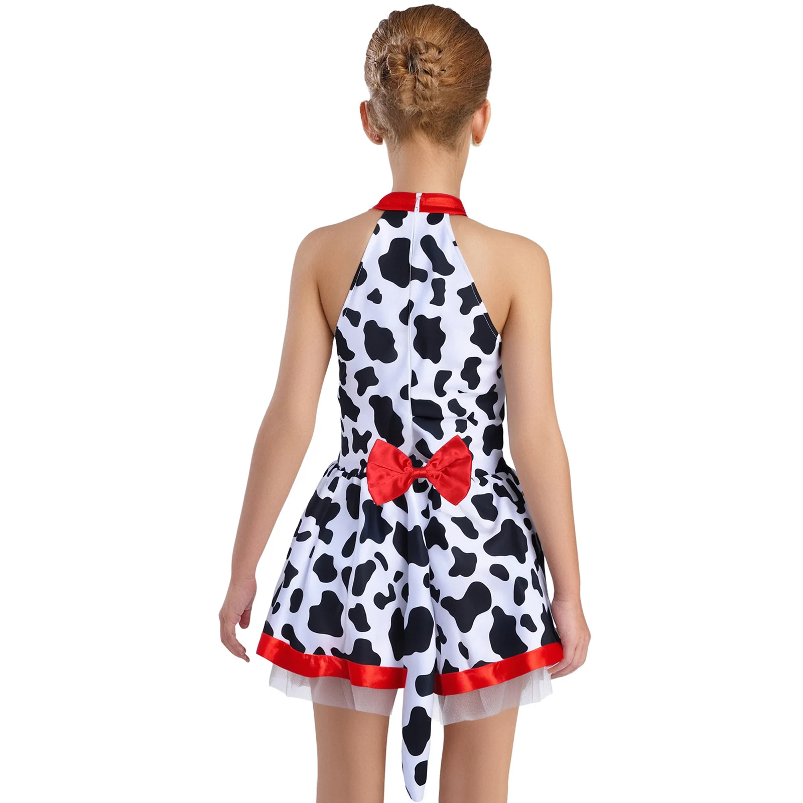 Disfraz dálmata para niñas con vestido de malla y cola