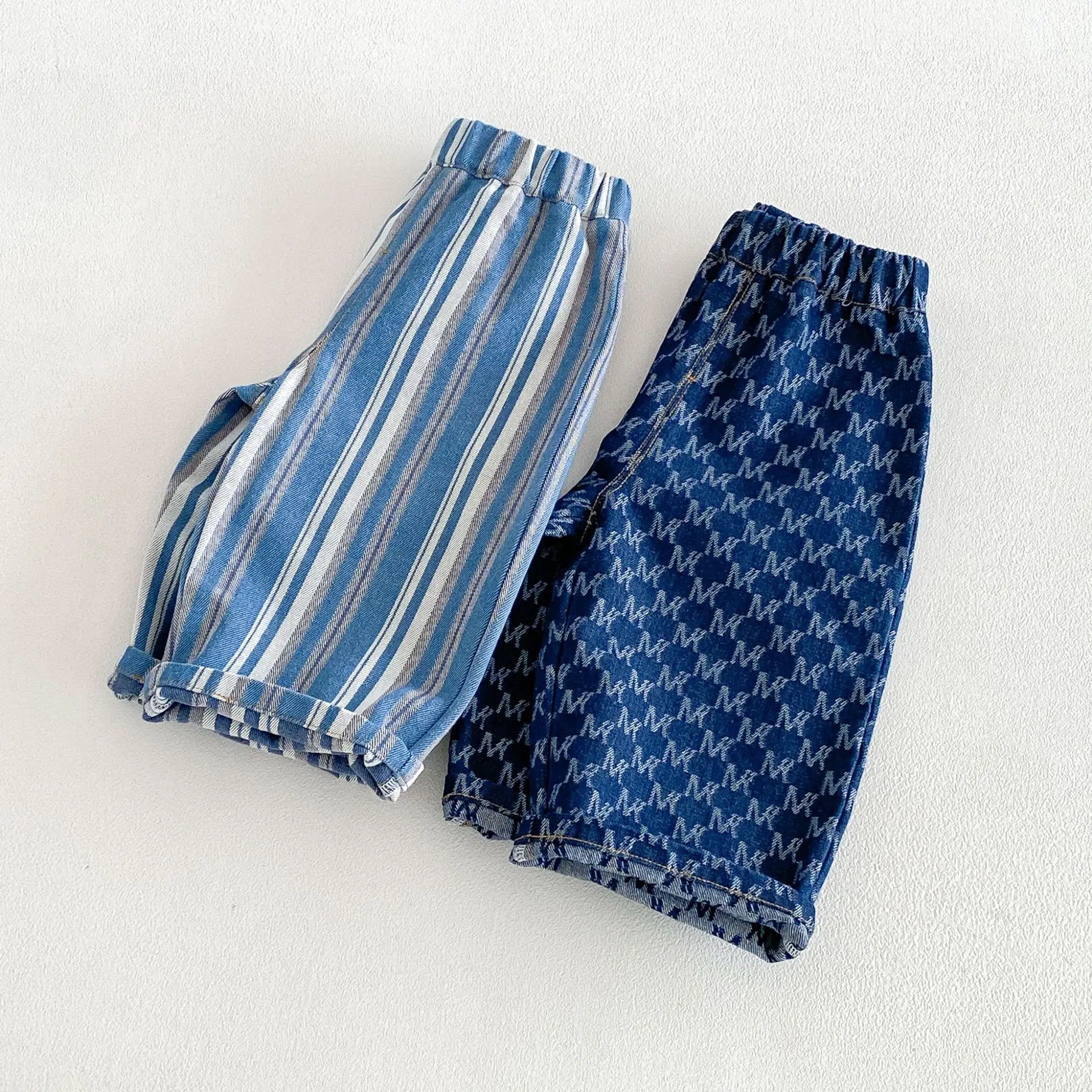 Pantalones vaqueros elásticos con rayas para niños pierna recta - imagen 3