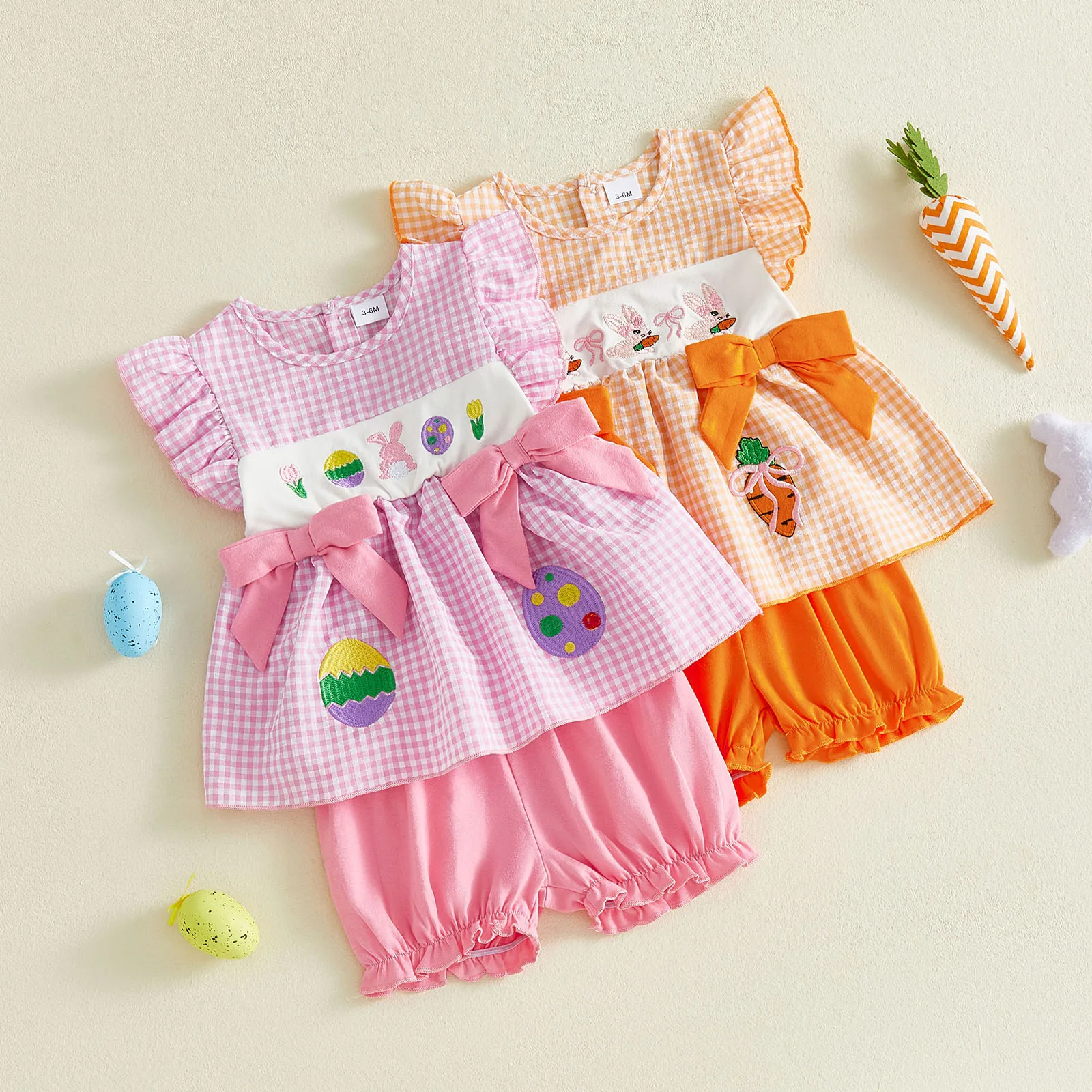 Conjunto bebé niña con volantes, conejo y bloomer Pascua festivo - imagen 2