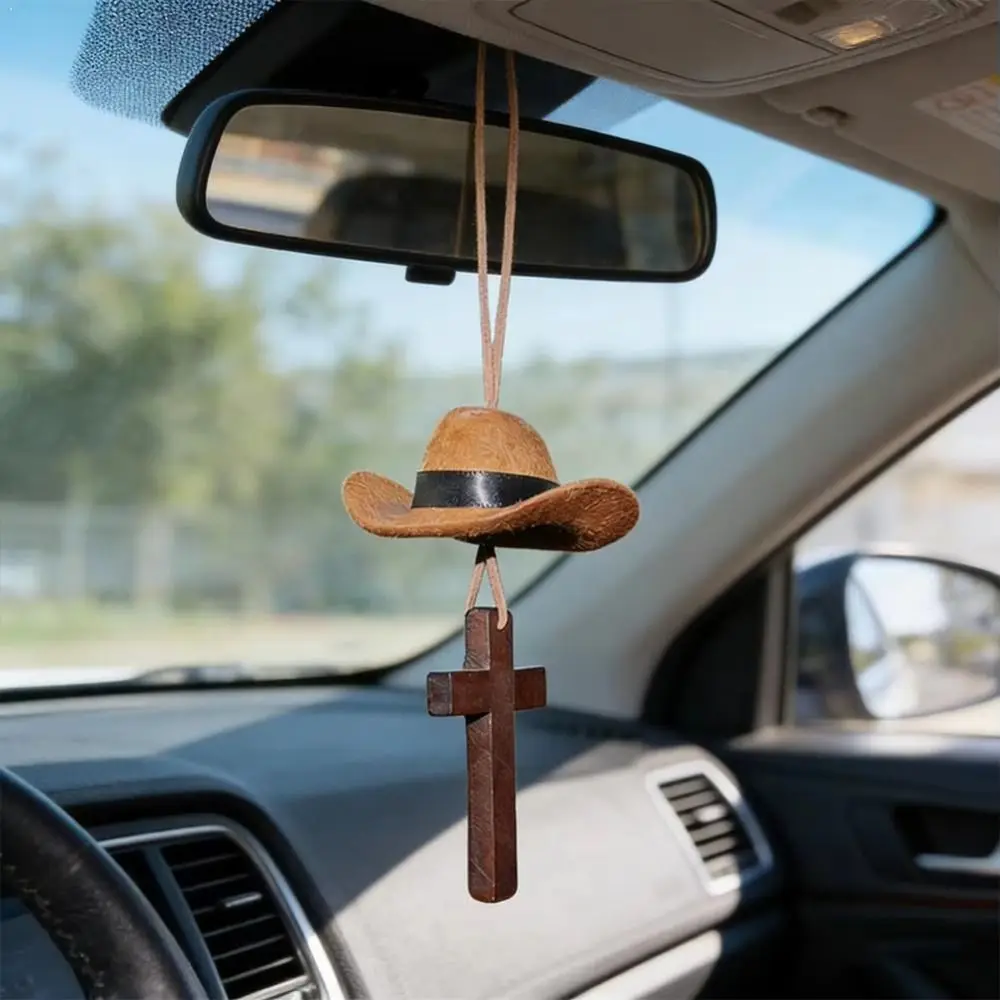 Colgante para retrovisor de coche estilo vaquero con cruz