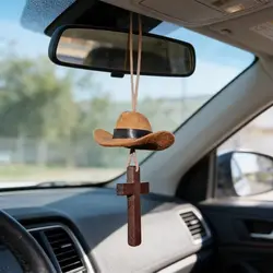 Colgante para retrovisor de coche estilo vaquero con cruz