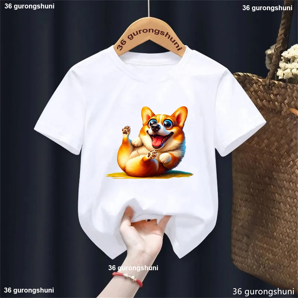 Camiseta infantil Corgi arcoíris – Estilo kawaii verano - imagen 3