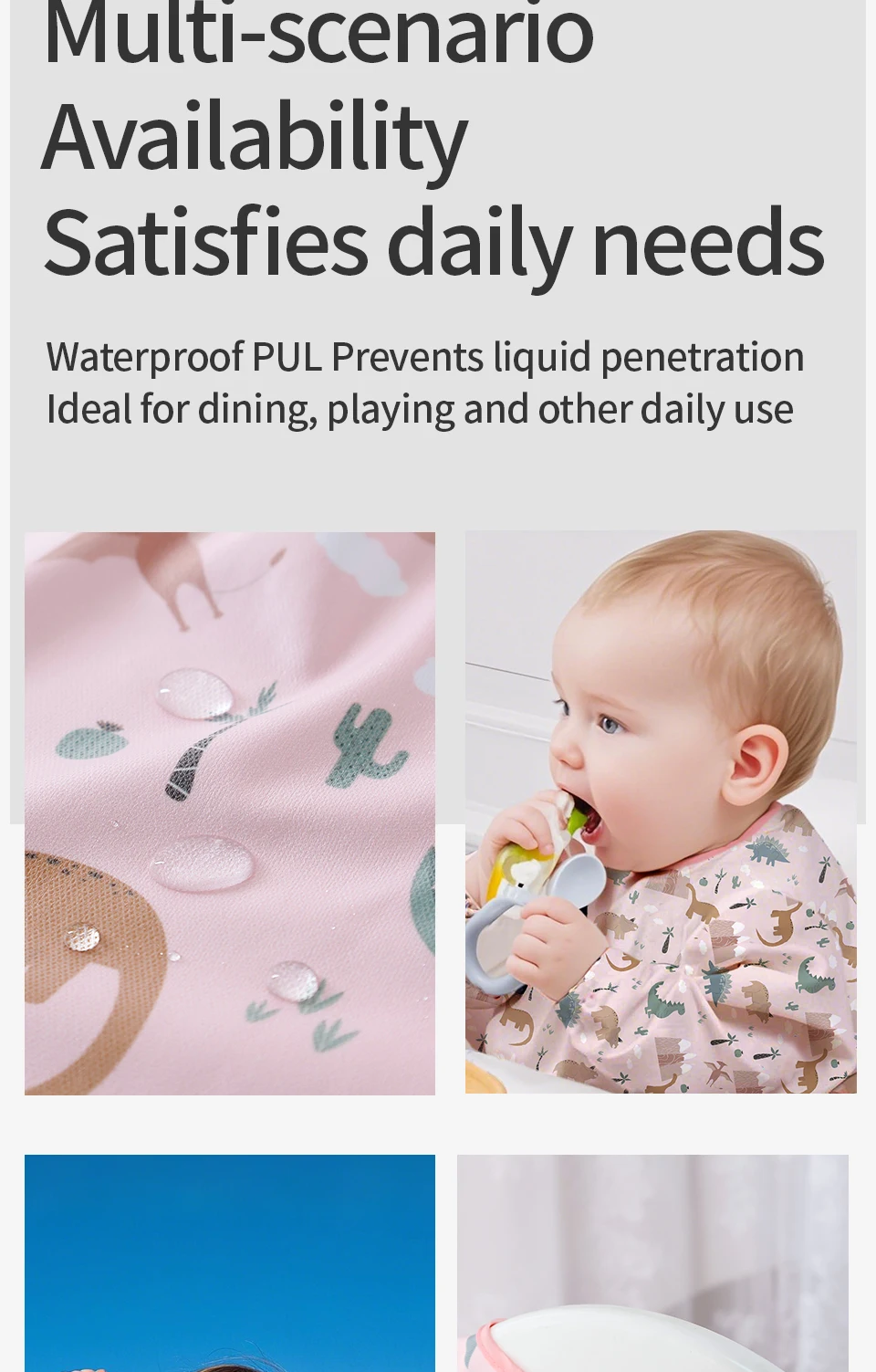 Delantal impermeable para comer, con protección del frente