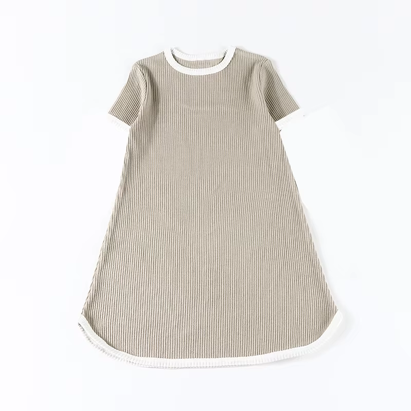 Vestido de verano para niña, cuello redondo con detalle acanalado - imagen 2