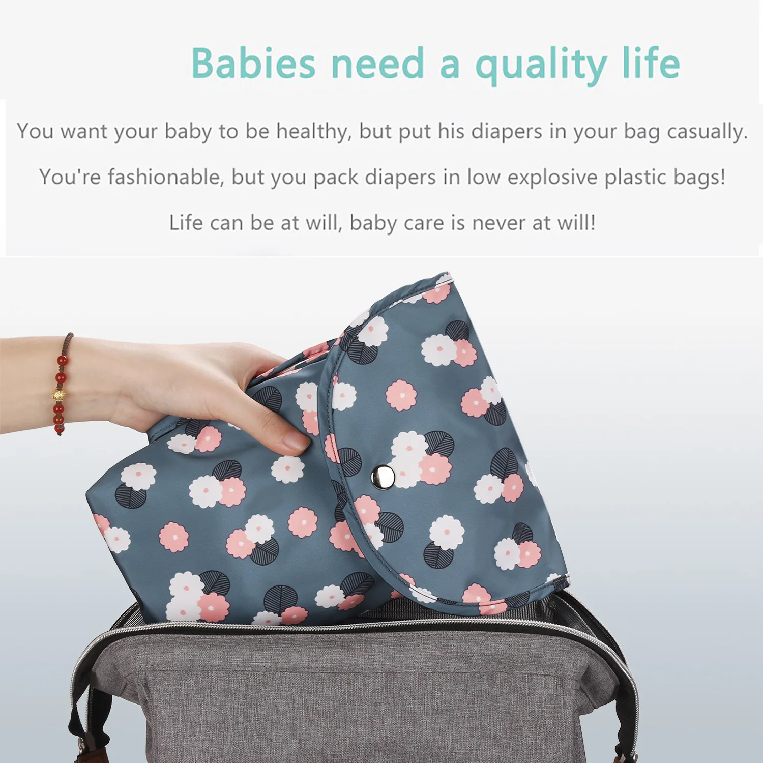 Bolsa de pañales reutilizable impermeable con organizador para bebé - imagen 4