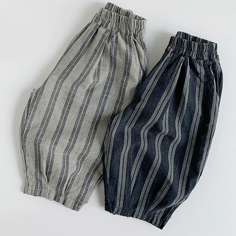 Pantalones a rayas estilo harén para niños de otoño e invierno - imagen 5