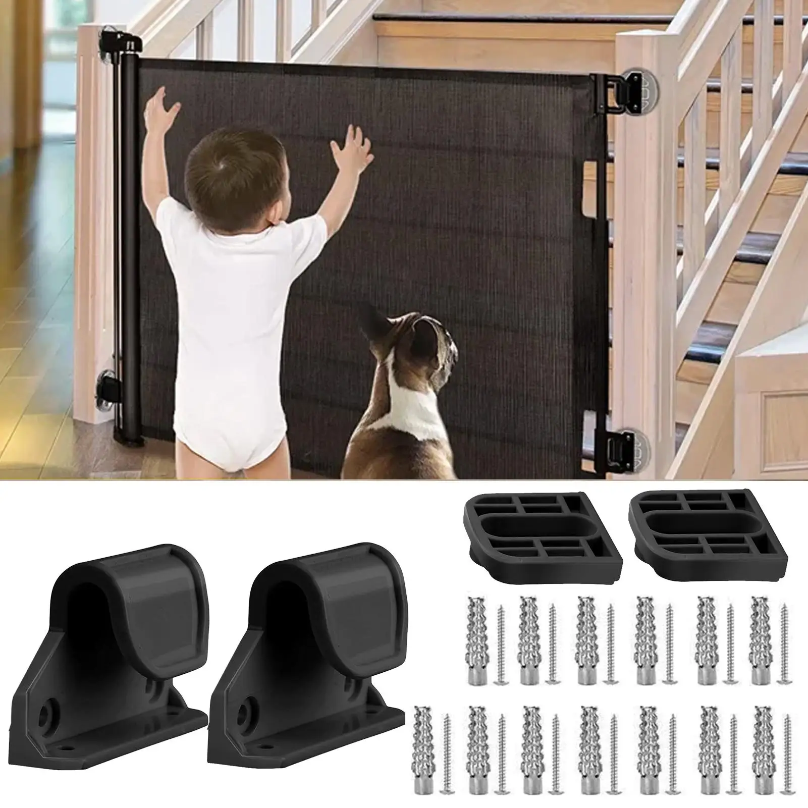 Puerta de seguridad infantil para escaleras con kit de montaje - imagen 5