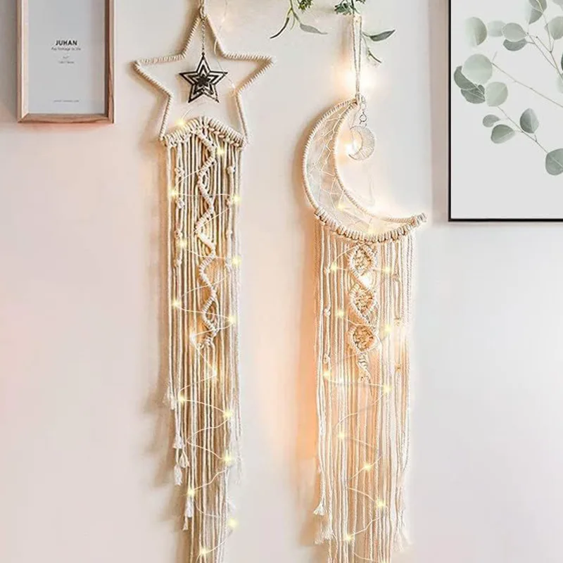 Tapiz de cuerda con flecos para decoración de pared