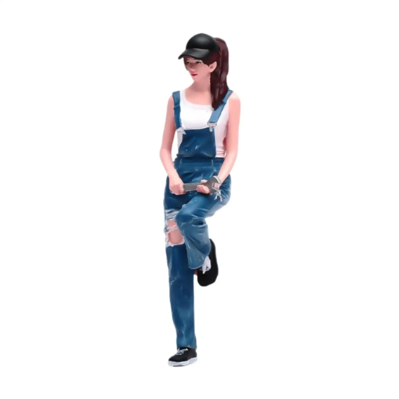 Figura 3D de mecánica automotriz femenina con overol - imagen 2