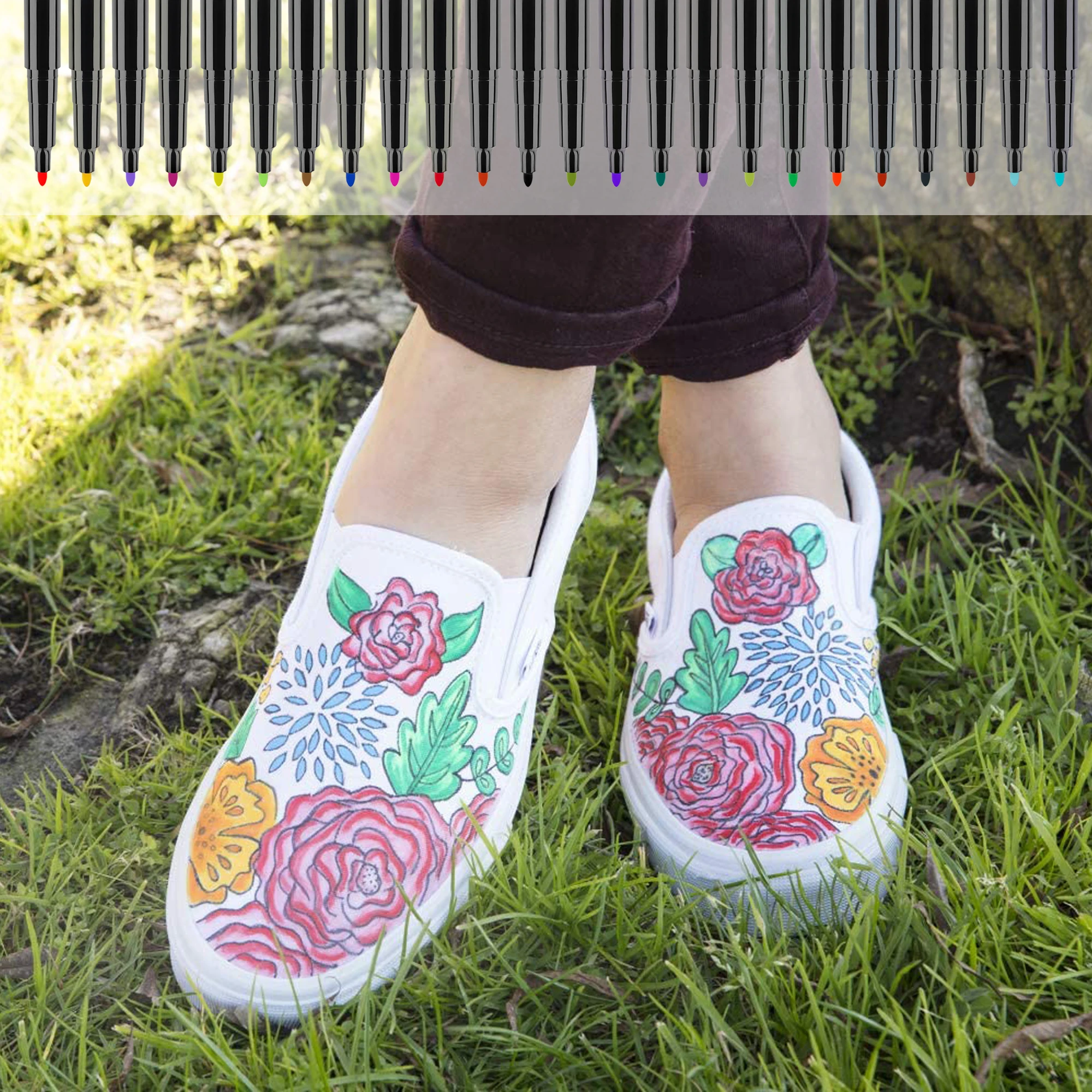 Rotuladores de tela 24 colores – Impermeables y lavables - imagen 5