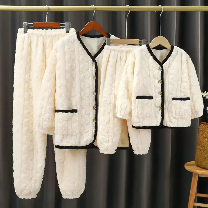Pijama de felpa gruesa estilo minimalista para niña - imagen 2