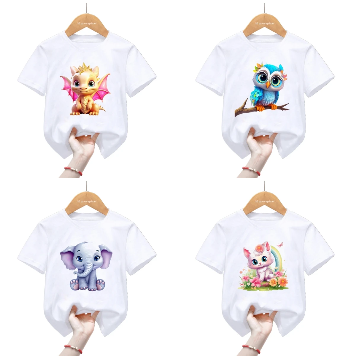 Camiseta de algodón estampado con animales para niños pequeños - imagen 4