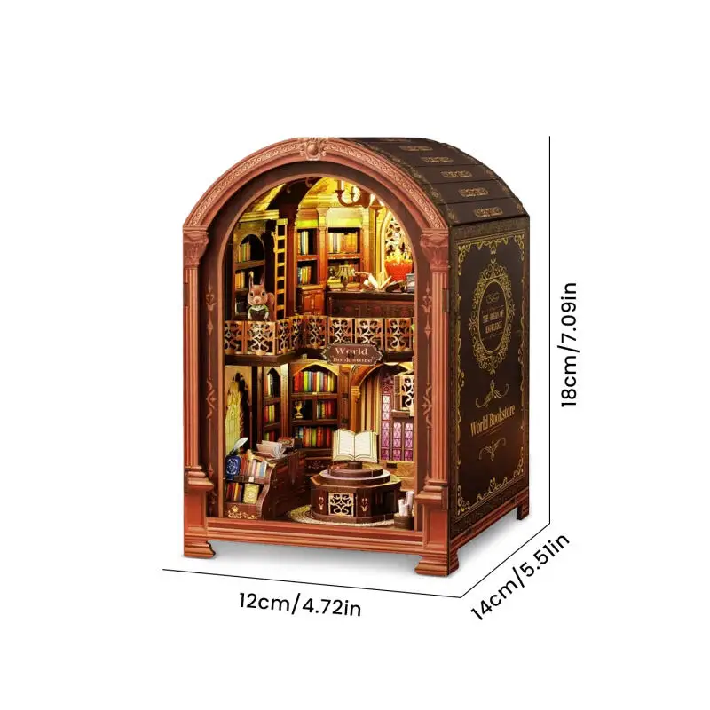 Soporte de libros artesanal con luz LED para maquetas de librería - imagen 4