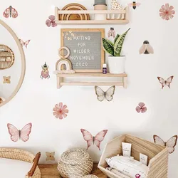 Pegatinas de pared infantiles con mariposas y abejas para dormitorio