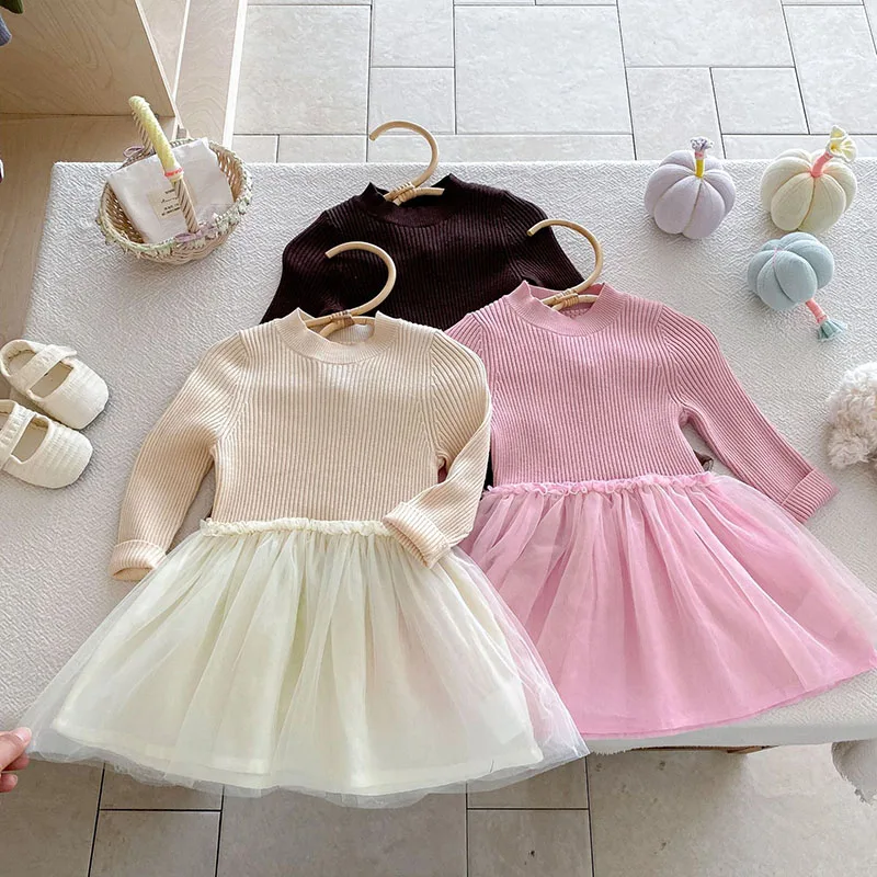 MILANCEL vestido de otoño para niña tejido malla - imagen 2