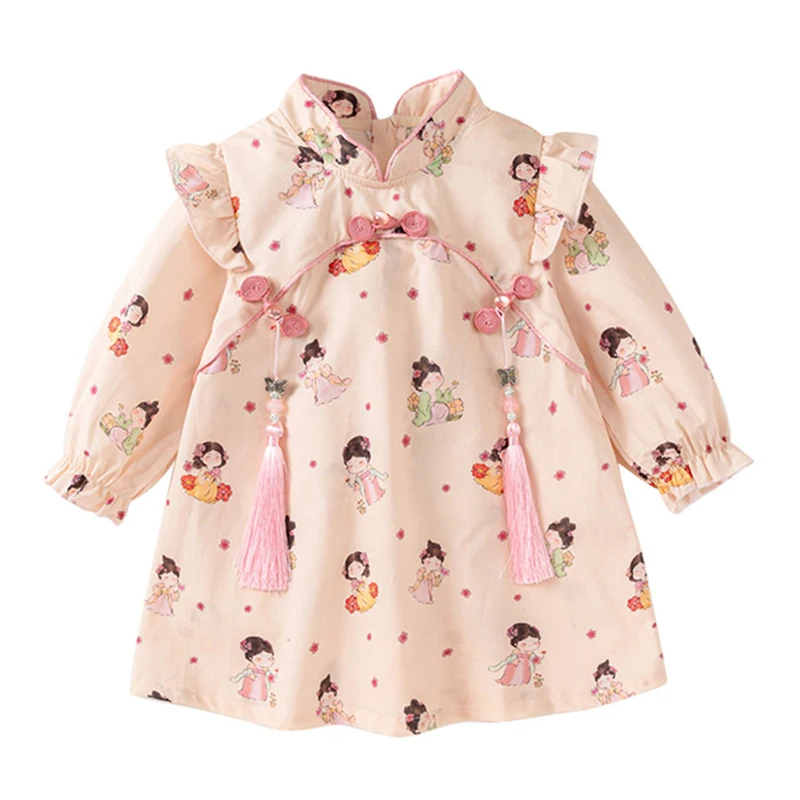 Vestido de bebé manga larga de algodón estampado estilo princesa - imagen 5